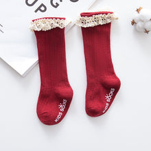 Load image into Gallery viewer, Newborn Baby Girls Tights Winter Baby Stockings Bow Cotton Lace Knee High Long Tube Tights  Princess Infant Newborn Pantyhose